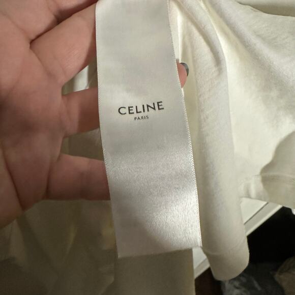 Celine Paris Small Logo White T-Shirt Men's Size XXL 100% Cotton - Picture 6 of 11